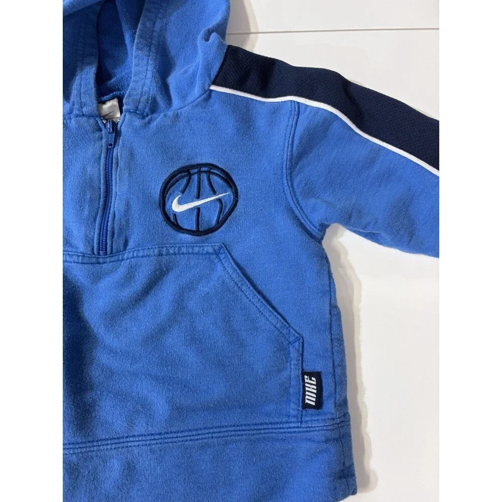 Vintage/y2k Nike Baby 12 Months Blue/Navy Colorblock 1/4 Zip Hoodie w/ Pockets